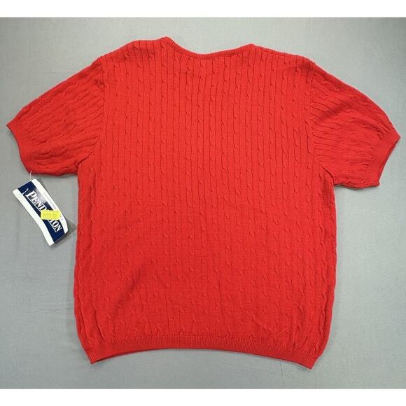 Pendleton Red Cable Knit Short Sleeve Sweater 100% Cotton Size XL NWT - Picture 2 of 7